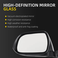 Left Driver Side Mirror Compatible with Toyota Highlander 2008-2013 Power Glass Heated Manual Folding Replaces 8794048303 TO1320246 Silver 5Pins