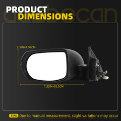 Driver Side Mirror Compatible with 2017-2022 Honda HRV EX EXL Power Heated Glass, Manual Folding, Turn Signal Replace# HO1320286 (6Pins) Modern Steel Metallic, Grey Cap