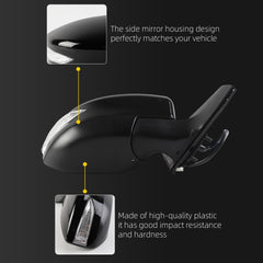Passenger Side Mirror Assembly Compatible with Nissan Sentra 2013-2019 | Heated | Turn Signal Light | Manual Fold | Power Glass Black Right Mirror Replaces NI1321237(7Pins)