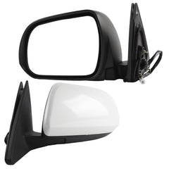 Left Driver Side Mirror Compatible with Toyota Highlander 2008-2013 Power Glass Heated Manual Folding Replaces 8794048303 TO1320246 White 5Pins