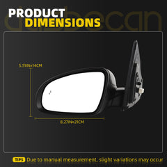 Driver Side Mirror Compatible With 2018-2023 Hyundai Kona Left Door Mirror w/Power Heated Glass, Manual Folding, Signal Light, Blind Spot Light Replace#87610J9130 (8pins) Black