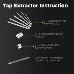 3/16-1/2 Inch Professional Tap Extractor Set OE 18001 Replacement Fingers & Foam Storage Case
