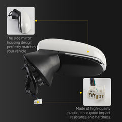 Left Driver Side Door Mirror Compatible with 2018-2024 Toyota Camry Manual Folding Power Adjustable Glass Turn Signal Light Without Blind Spot Detection Painted TO1320367 (6pins)