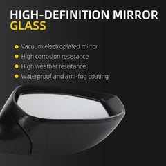 Passenger Side Mirror Assembly Compatible with Nissan Sentra 2013-2019 | Heated | Turn Signal Light | Manual Fold | Power Glass Black Right Mirror Replaces NI1321237(7Pins)