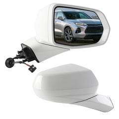 Rear View Mirror Assembly Compatible with Chevy Chevrolet Blazer 2019-2025 Manual Folding Heated Power Glass Replace 84698487 Right Passenger Side White(5Pins)