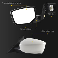 Driver Side Mirror Compatible with 08-12 Honda Accord White 3 Pins Left Mirror Assembly with Power Adjustment Glass, Manual Folding, Non-Heated Replaces 76258TA5A01, HO1320230
