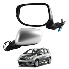 Left Driver Side Mirror Compatible With 2009-2014 Honda Fit Door Mirror with Manual Folding Power Glass Non-Heated Black Replace# HO1320246 76258-TK6-305 76258TK6305(3 Pins)