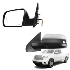 Dasbecan Left Side Mirror Compatible with 07-13 Toyota Tundra, 08-13 Sequoia with Memory, Power Heated Glass, Power Folding, Signal Light, Puddle Light, Chrome Replace# TO1320270 (15Pins)