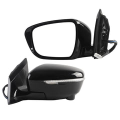 Driver Side Mirror Black Compatible with 2015-2024 Nissan Murano | Heated Power Folding Power Glass With Turn Signal Light Camera Left Rear View Mirror Replaces NI1320288 96374-4BA0A 13Pins