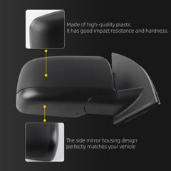 Passenger Side Mirror Black Compatible with Nissan Rogue 2008-2015 | Non-heated Manual Fold Power Glass, 3PINS Connector, OE#96373-JM00A, NI1321235