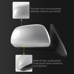 Right Passenger Side Mirror Compatible with Toyota Highlander 2008-2013 Power Glass Heated Manual Folding Replaces 8791048353 TO1321246 Silver 5Pins