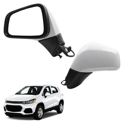 Left Driver Side Mirror Compatible with 2017-2022 Chevy Trax with Power Heated Glass, Manual Folding, White Mirror Cover Replace# GM1320579 42464040 (5Pins)
