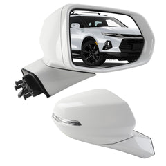 Rear View Mirror Assembly Compatible with Chevy Chevrolet Blazer 2019-2025 Manual Folding Heated Power Glass Turn Signal Light Replace 84539678 Right Passenger Side White(7Pins)