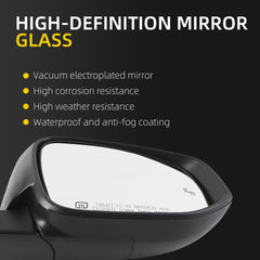 Right Passenger Side Mirror White Compatible with 2014-2019 Toyota Highlander Heated Manual Fold Power Glass w/Turn Signal Blind Spot Detection Door Mirror #87910-0E282 TO1321361(7Pins)