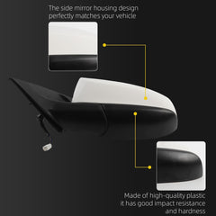 Driver Side Mirror Compatible with 2012-2014 toyota camry Non-Heated Left Side View Door Mirror Assembly White Replaces# TO1320275 8790906400 8790906401 3Pins