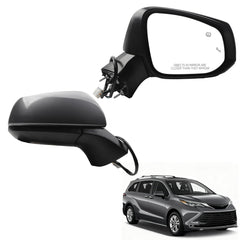 Passenger Side Mirror Compatible With 2021-2025 Toyota Sienna w/Manual Folding Power Glass Heated Blind Spot Right Door Mirror Replace#8791508040 TO1321426(6Pins) Gray