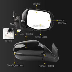 Side Rear View Mirror Compatible with 2016-2022 Honda Pilot Power Heated Turn Signal ABS Housing Mirror Memory Door Rearview Mirror Passenger Right 76200TG7A71ZE-PFM HO1321335(10pin) Visit the Dasbecan Store