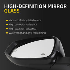 Left Driver Side Mirror Black Compatible with 2014-2019 Toyota Highlander Heated Manual Fold Power Glass w/Turn Signal Blind Spot Detection Replaces 87940-0E272 TO1320361 (7Pins)