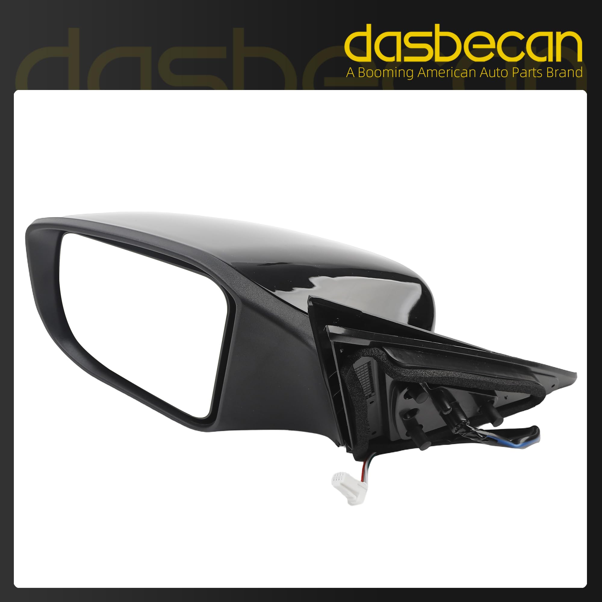 Left Driver Side Mirror Compatible with Nissan Altima 2013-2018 Sedan Non-Heated Non-Folding Power Adjustable Glass Replaces NI1320223 963023TH0A Black 3Pins - Dasbecan