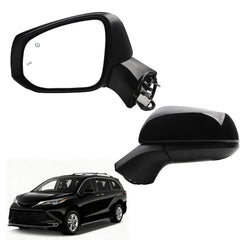 Driver Side Mirror Compatible With 2021-2025 Toyota Sienna w/Manual Folding Power Glass Heated Blind Spot Black Left Door Mirror Replace#TO1320426 8794008190(6Pins)