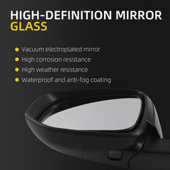 Left Driver Side Mirror Compatible with Toyota 4Runner 2014-2023 Manual Folding Power Adjustable Glass Heated Turn Signal Puddle Light Replaces TO1320312 White 9Pins