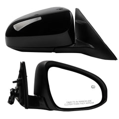 Driver Side Mirror Compatible With 2012 2013 2014 Toyota Camry Left Door Mirror with Manual Folding Power Heated Glass Replace#TO1320276 8790906411(5Pins) Black Cover