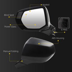 Left Driver Side Rear View Mirror Assembly Compatible with Chevrolet Suburban Tahoe GMC Yukon XL 2021-2024 Heated Manual Folding Outside Door Mirror with Blind Spot Detection