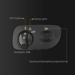 Headlight Switch Headlamp Dimmer Switch Without Fog Lights Fit for 2000-2002 Ford Expedition, 2000-2003 F-150, 2004 F-150 Heritage DS-1374 YL3Z11654AAA YL3Z11654AAB 1S2669