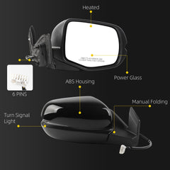 Side Rear View Mirror Compatible with 2016-2022 Honda Pilot Power Heated Turn Signal ABS Housing Door Rearview Mirror Passenger Right 76200TG7A81ZD HO1321334(6pin)