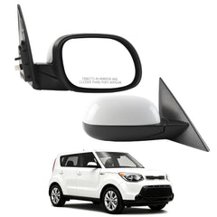 Right Passenger Side Mirror Compatible with 2014-2019 Kia Soul Base with Power Glass, Manual Folding, Non-Heated, White Mirror Cap Replace#87620B2500 KI1321194 (3Pins)