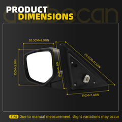Left Driver Side Mirror Compatible with 2008-2012 Honda Accord with Power Heated Glass, Manual Folding, Black Mirror Cap Replace# HO1320231 76258TA5A11 (5Pins)