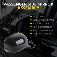 Right Passenger Side Mirror Compatible With 2009-2014 Honda Fit Door Mirror with Manual Folding Power Glass Non-Heated Black Replace# HO1321246 76208-TK6-305 76208TK6305(3 Pins)