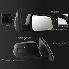 Side Rear View Mirror Compatible With 2017-2019 GMC Acadia Power Glass Bind Spot Heated Door Mirrors ViewMirror Right Passenger Side Replace# GM1321616 84293666 84293666-PFM(11 Pins)