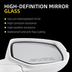 Right Passenger Side Door Mirror Assembly Compatible with Honda Accord 2013-2017 Power Glass Heated with Turn Signal Light Replaces HO1321275 76200T2GA41ZA White 6Pins