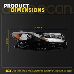 Headlight Assembly Compatible With Toyota Camry SE LE 2024 2025 Right Passenger Side Replace#81110AQ010 81110-AQ010