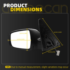 Left Driver Side Mirror Compatible with 2011-2015 Kia Sorento with Power Heated Glass, Turn Signal Light, Manual Folding, White Mirror Cap Replace# KI1320146 (7Pins)