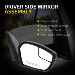 Right Passenger Side Mirror Compatible with 2017-2019 Ford Escape with Power Glass, Manual Folding, Non Heated, White Mirror Cap Replace# FO1321564 GJ5417682BB(3Pins)