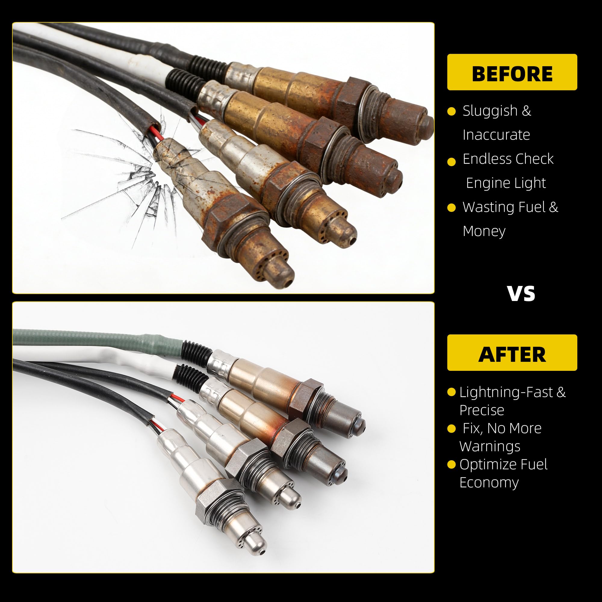 Oxygen O2 Sensor 4PCS Compatible with Ford F-150 2017-2020,Expedition 2018-2022, Lincoln Navigator 2021-2022 3.5LTurbo EcoBoost Left Right Upstream & Downstream Replaces# 234-5174 234-8017 - Dasbecan