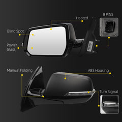 Side Rear View Mirror Compatible with 2018-2019 Chevy/Chevrolet Traverse Power Heated Turn Signal Blind Spot Door Rearview Mirror Driver Left GM1320601 84498306-PFM(8pin)