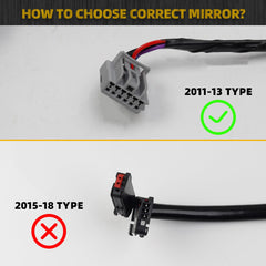 Right Passenger Side Mirror Compatible with 2011 2012 2013 Jeep Wrangler JK Power Heated Manual Folding Door Mirror Replaces#CH1321319 5182174AB ‎Black Textured (5 Pins)