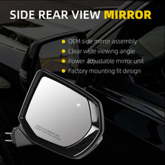 Dasbecan Side RearView Mirror Compatible with 2021-2024 Cadillac Escalade(ESV) Heated Blind Spot Power Folding Camera Puddle Light Right Passenger Side Door Mirror Replace 84977471 (14Pin)