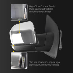 Passenger Side Mirror Compatible with 15-20 Ford F150 Chrome 22pin | Electric folding Temp Sensor Camera Heated Memory Blind Spot Turn Signal Lamp Clearnce Puddle Lamp Right Door Rear View