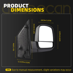 Right Side Mirror Compatible with 08-17 Chevy Express Black 6pins | GMC Savana W/Power Heated | Electric Adjusted Glass | Manual Folding GM1321396 15227437 9551852