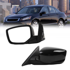 Left Driver Side Mirror Compatible with 2008-2012 Honda Accord with Power Heated Glass, Manual Folding, Black Mirror Cap Replace# HO1320231 76258TA5A11 (5Pins)