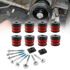 8PCS Red Silicone Cab Body Mount Bushing Kit Fits 2008-2016 Ford F-250 350 Crew Cab, Replace# 13848 Bolts, Smooth Bumpy Ride, Heavy-Duty Upgrade Over PU Mounts