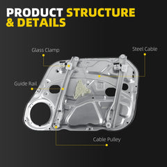 Front Left Window Regulator Compatible with Hyundai Elantra 09-12 Only Fit for Hatchback (built in USA) Front Driver With Motor #748-348, 824502L000 2PINS