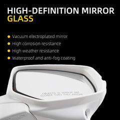 Right Passenger Side Mirror Compatible with Honda Accord 2013 2014 2015 Power Glass Heated with Camera with Turn Signal Light Door Mirror Assembly Replaces 76200T2GA42ZC White 12Pins