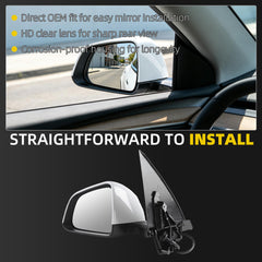 Side Mirror For 2025 2026 Tesla Model Y Juniper White Left 13Pin OE#213096900A,2130969-00-A Mirror Memory Power Folding Power Glass RearView Mirror Left Driver Side Door Mirror