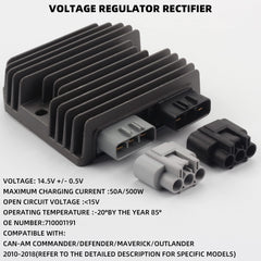 Voltage Rectifier Regulator Compatible with Can-Am 2010-2018 Maverick Commander Outlander Renegade Defender Max 500 570 650 800 850 1000 cc replace# 710001191