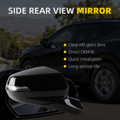Rear View Mirror Assembly Compatible with Chevy Chevrolet Blazer 2019-2025 Manual Folding Heated Power Glass Turn Signal Light Replace 84539678 Right Passenger Side Black(7Pins)
